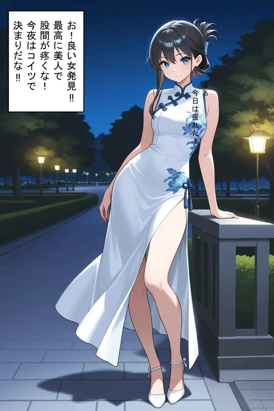 【無料エロ漫画・同人】路地裏の一夜 1  （はーと）チャイナドレス美女を強襲（はーと）-1枚目