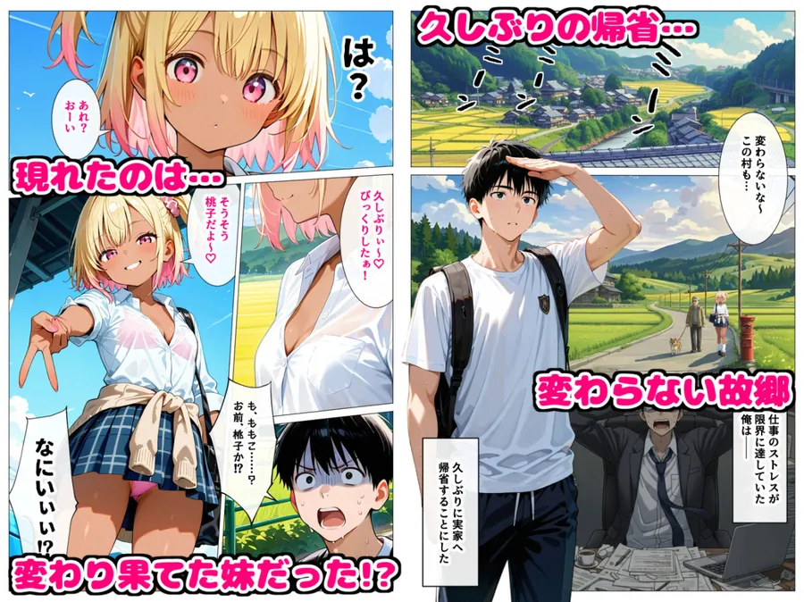 【無料エロ漫画・同人】久々に帰省したら清楚だった妹が淫乱ギャル化してて…禁断の兄妹中出しセックスで絶頂する話-1枚目