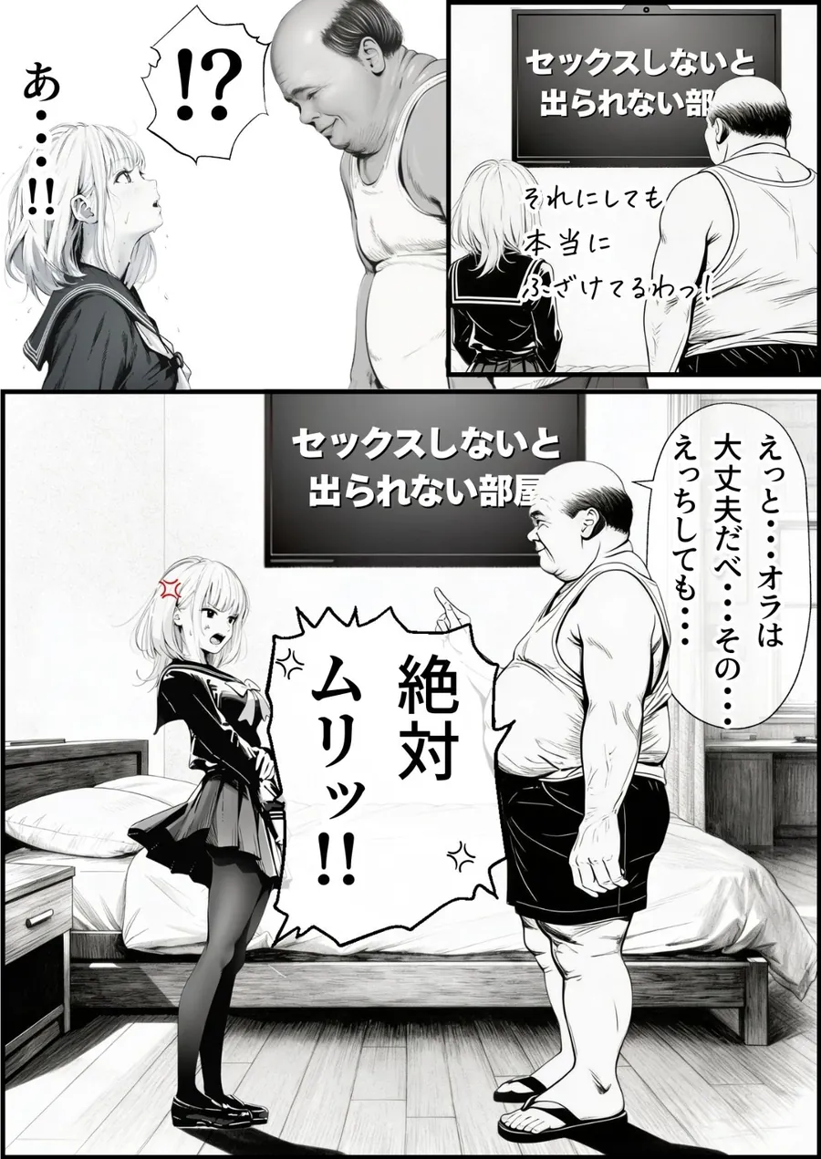 【無料エロ漫画・同人】セックスしないと出られない部屋に親友のパパと閉じ込められたんですけど〜！？-2枚目
